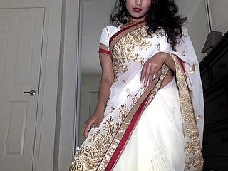 Desi Dhabi in Saree obtaining Defoliate and Plays close by Hairy Pussy