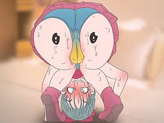 Piplup sur arctic fesse de Bulma! Pokémon et Dragon Ball Anime Hentai (dessin animé 2d sexe) Porn